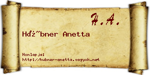 Hübner Anetta névjegykártya